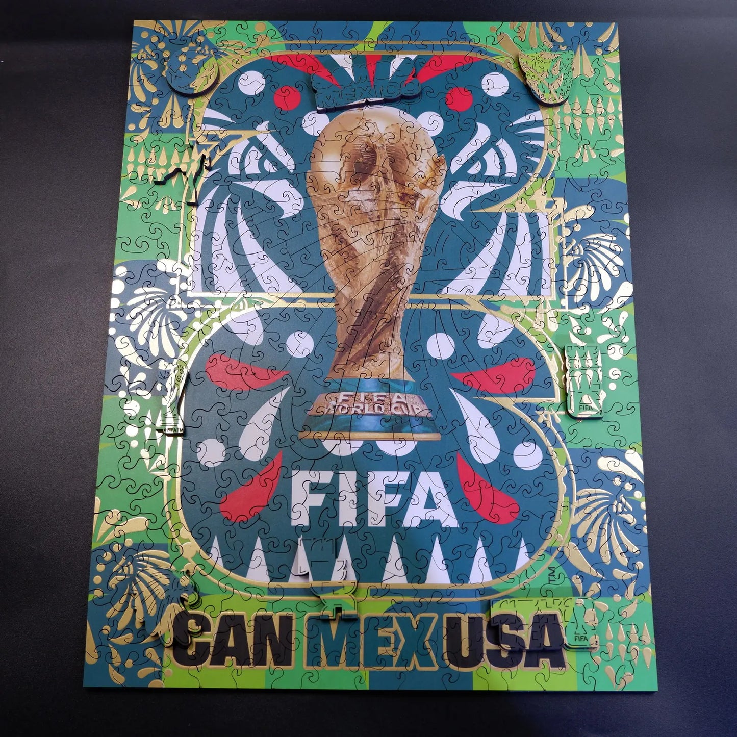 FIFA World Cup 2026 Mexico Host Logo Luxury 300-Piece Wooden Puzzle | Premium Officially Licensed Mexican Gift