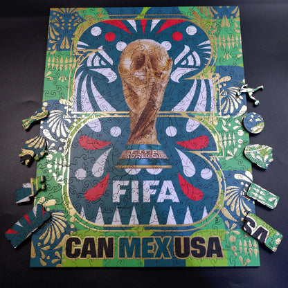 FIFA World Cup 2026 Mexico Host Logo Luxury 300-Piece Wooden Puzzle | Premium Officially Licensed Mexican Gift