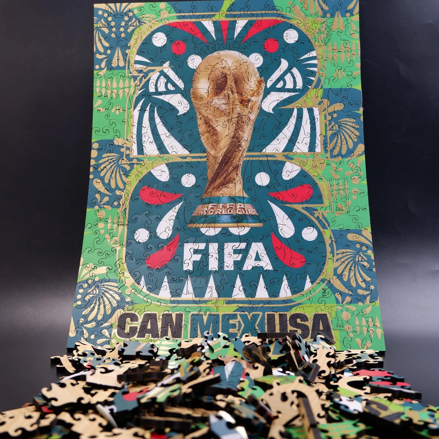 FIFA World Cup 2026 Mexico Host Logo Luxury 300-Piece Wooden Puzzle | Premium Officially Licensed Mexican Gift