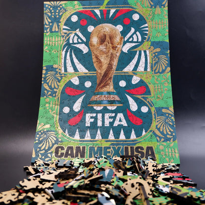 FIFA World Cup 2026 Mexico Host Logo Luxury 300-Piece Wooden Puzzle | Premium Officially Licensed Mexican Gift