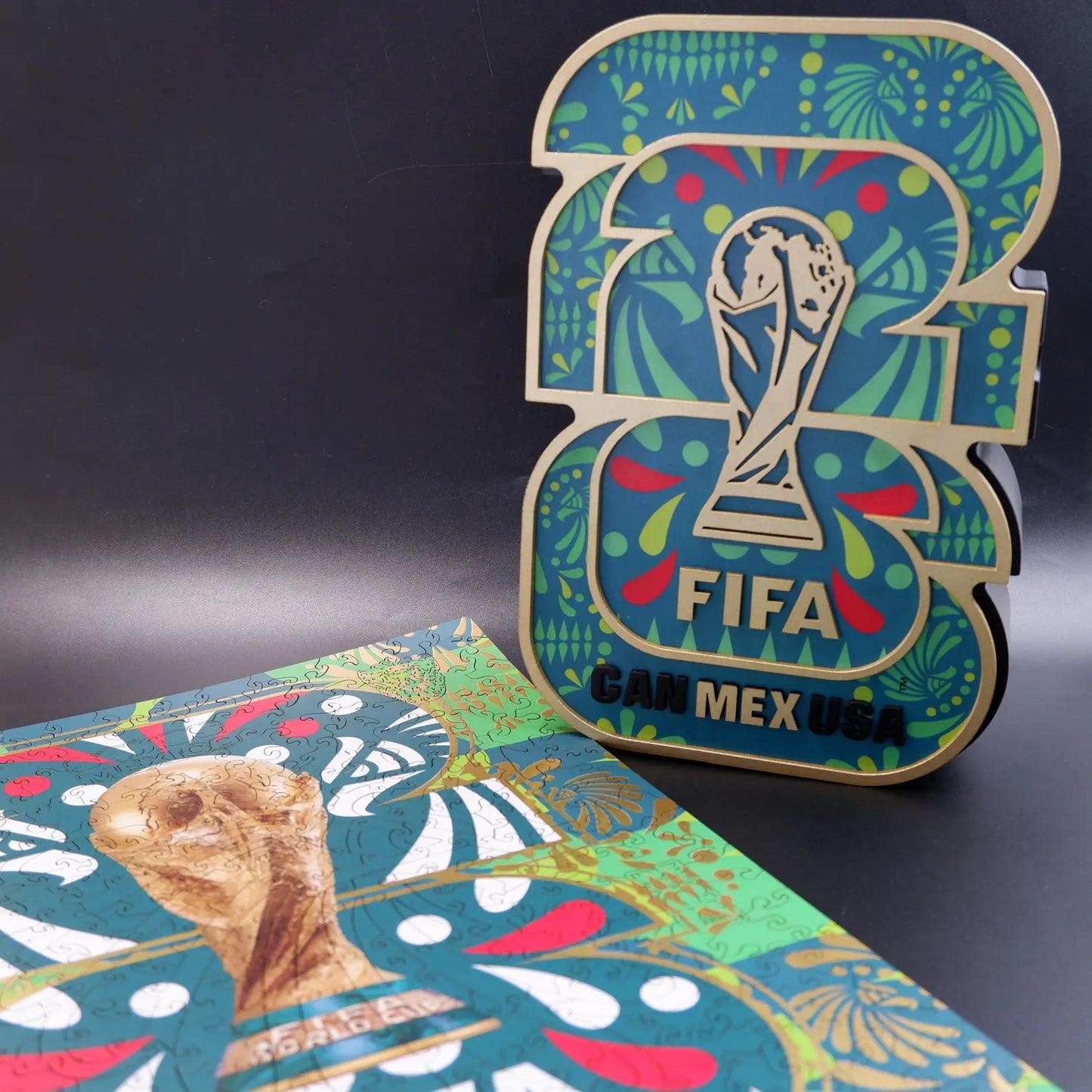 FIFA World Cup 2026 Mexico Host Logo Luxury 300-Piece Wooden Puzzle | Premium Officially Licensed Mexican Gift