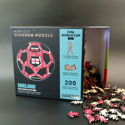 FIFA World Cup 2026 England Ball Wooden Jigsaw Puzzle | 200 Pieces, 5mm Thick