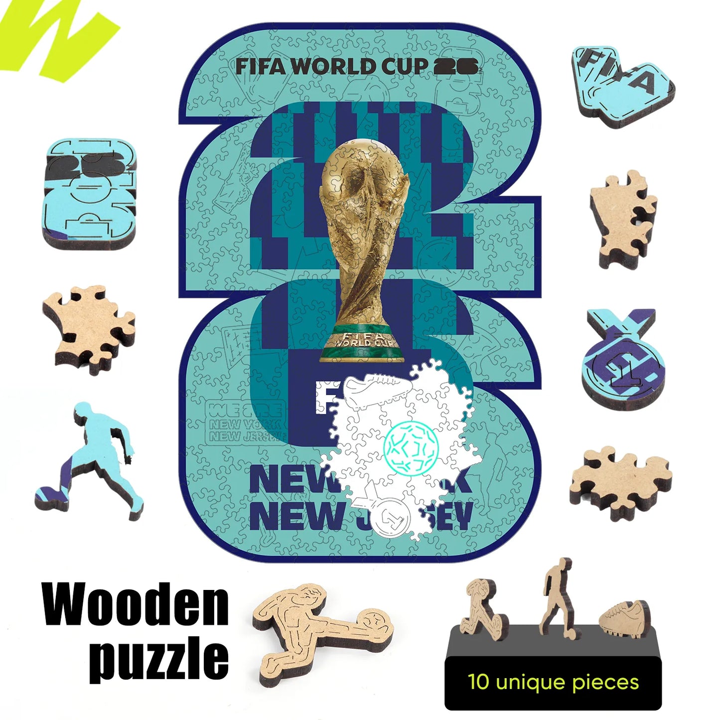 FIFA World Cup 2026 Wooden Jigsaw Puzzle | 200 Pieces, NYC New Jersey Logo