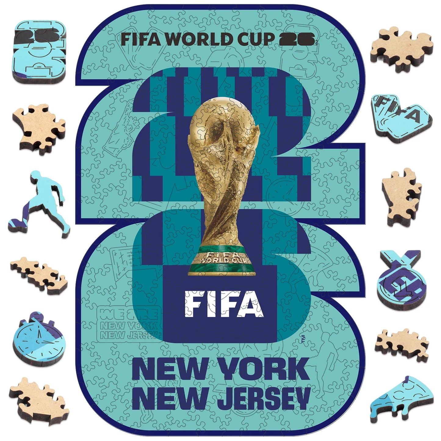 FIFA World Cup 2026 Wooden Jigsaw Puzzle | 200 Pieces, NYC New Jersey Logo