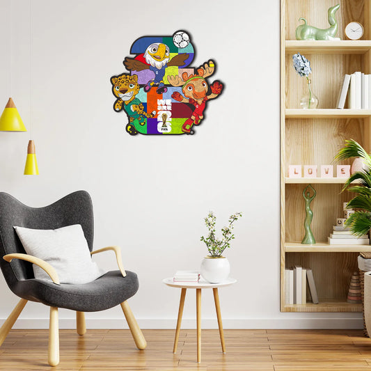 FIFA World Cup 2026 Wooden Jigsaw Puzzle | 150 Pieces, USACANMEX Mascots 26