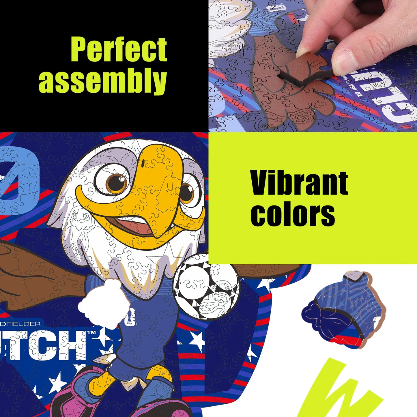 FIFA World Cup 2026 Wooden Jigsaw Puzzle | 150 Pieces, USA Mascot 10