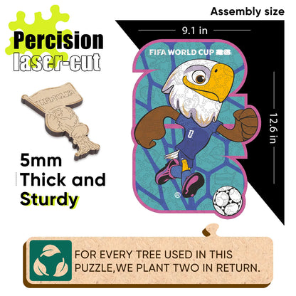 FIFA World Cup 2026 Wooden Jigsaw Puzzle | 150 Pieces, USA Mascots