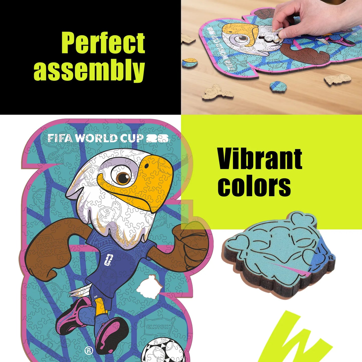 FIFA World Cup 2026 Wooden Jigsaw Puzzle | 150 Pieces, USA Mascots