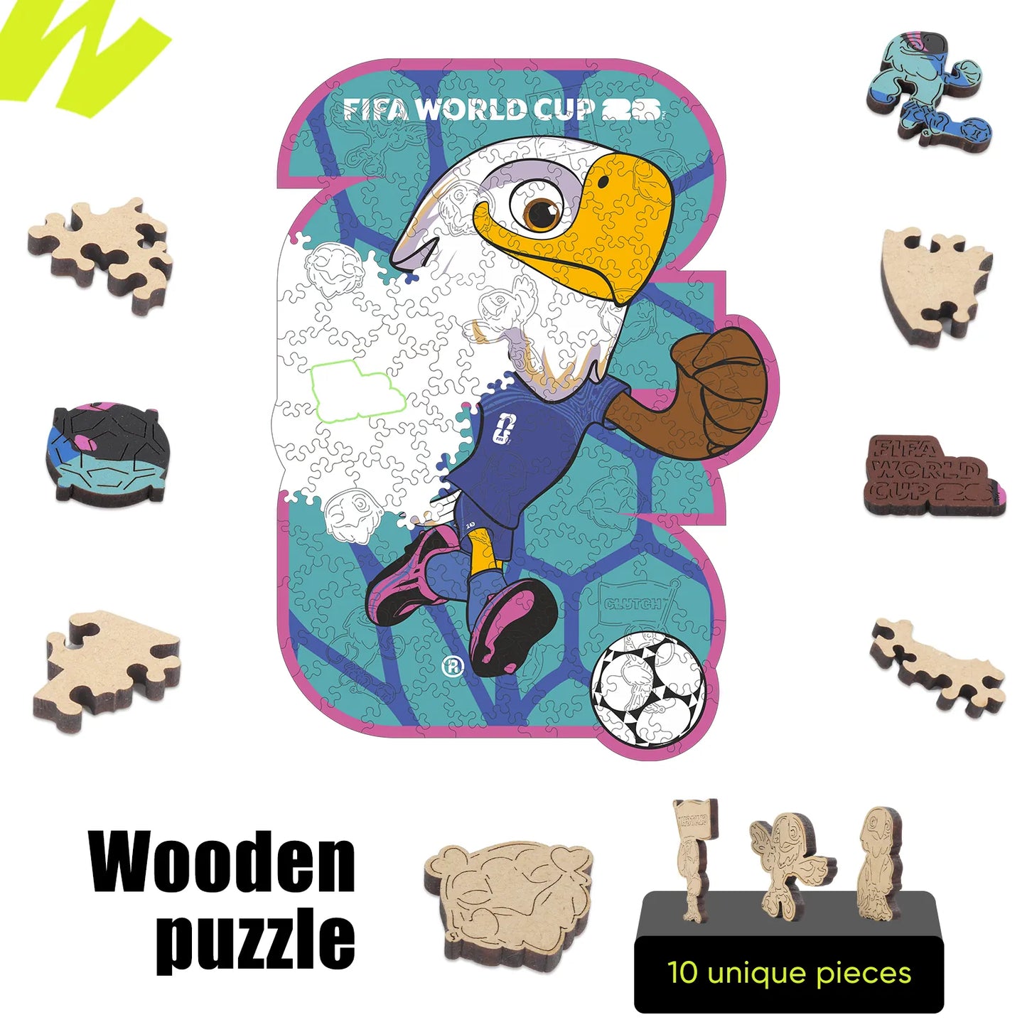 FIFA World Cup 2026 Wooden Jigsaw Puzzle | 150 Pieces, USA Mascots