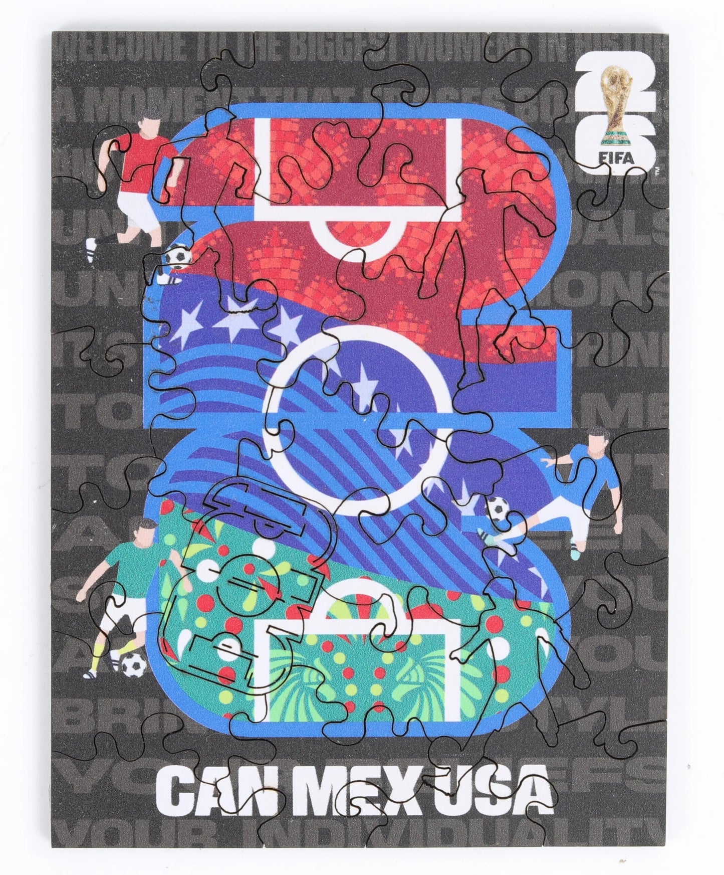 FIFA World Cup 2026 Wooden Puzzle | USACANMEX Host Logo Mini 26PC