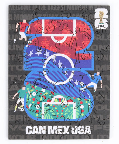 FIFA World Cup 2026 Wooden Puzzle | USACANMEX Host Logo Mini 26PC