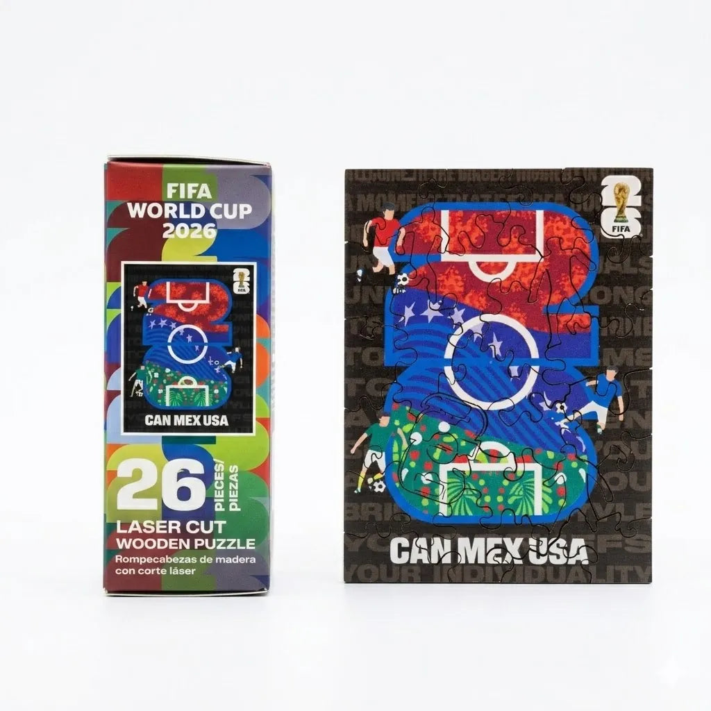 FIFA World Cup 2026 Wooden Puzzle | USACANMEX Host Logo Mini 26PC