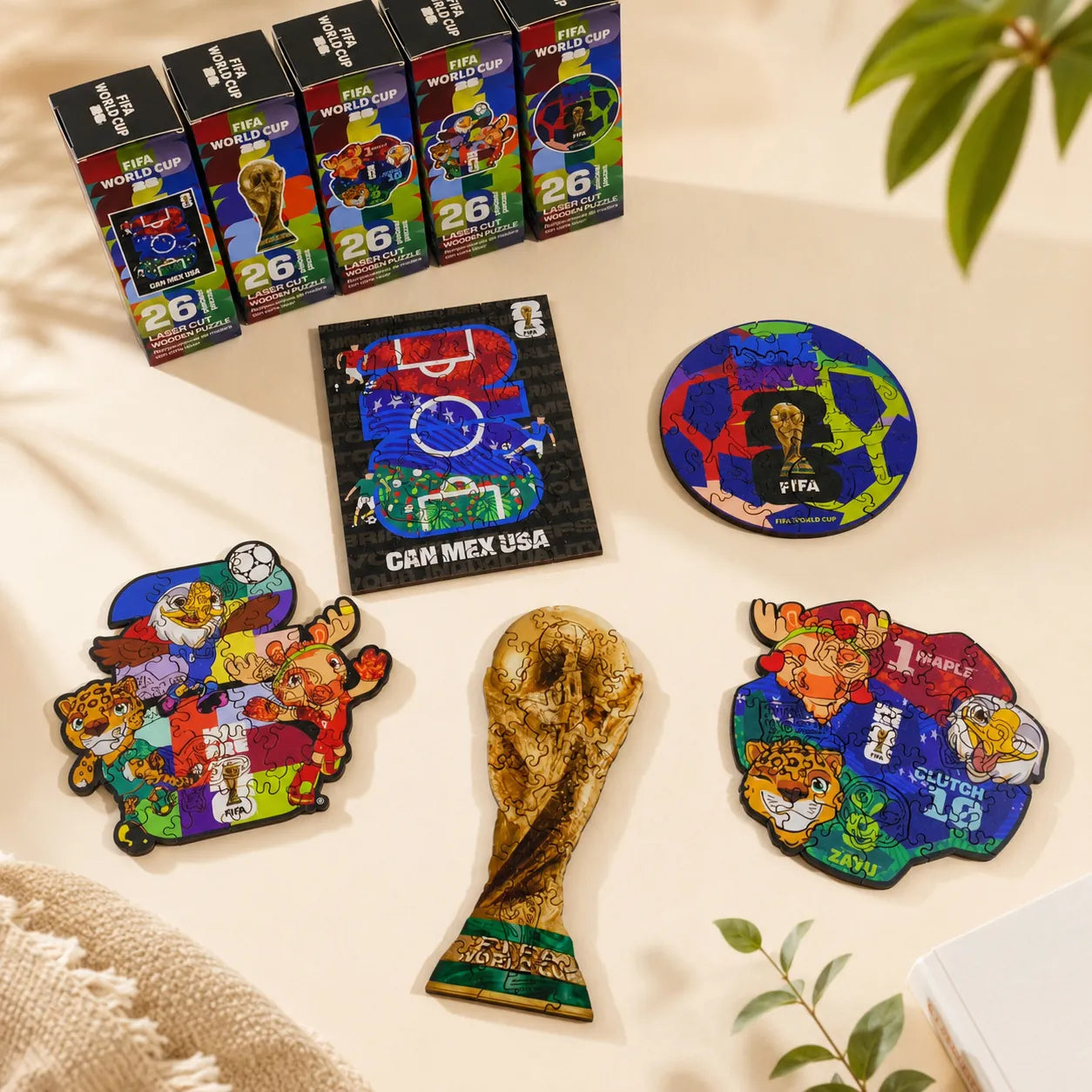 FIFA World Cup 2026 Wooden Jigsaw Puzzle | Host Cities Mosaic Mini 26PC