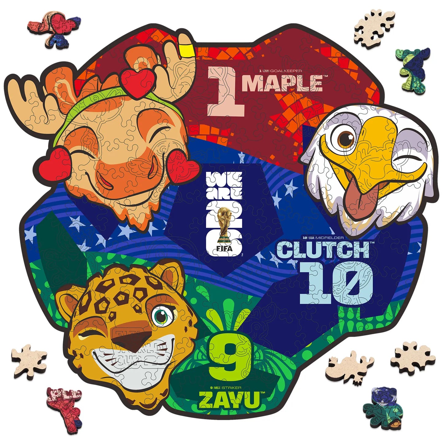 FIFA World Cup 2026 Wooden Jigsaw Puzzle | Emoji Ball Mini 26PC