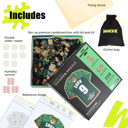 FIFA World Cup 2026 Wooden Jigsaw Puzzle | 200 Pieces, Zayu 9 Jersey
