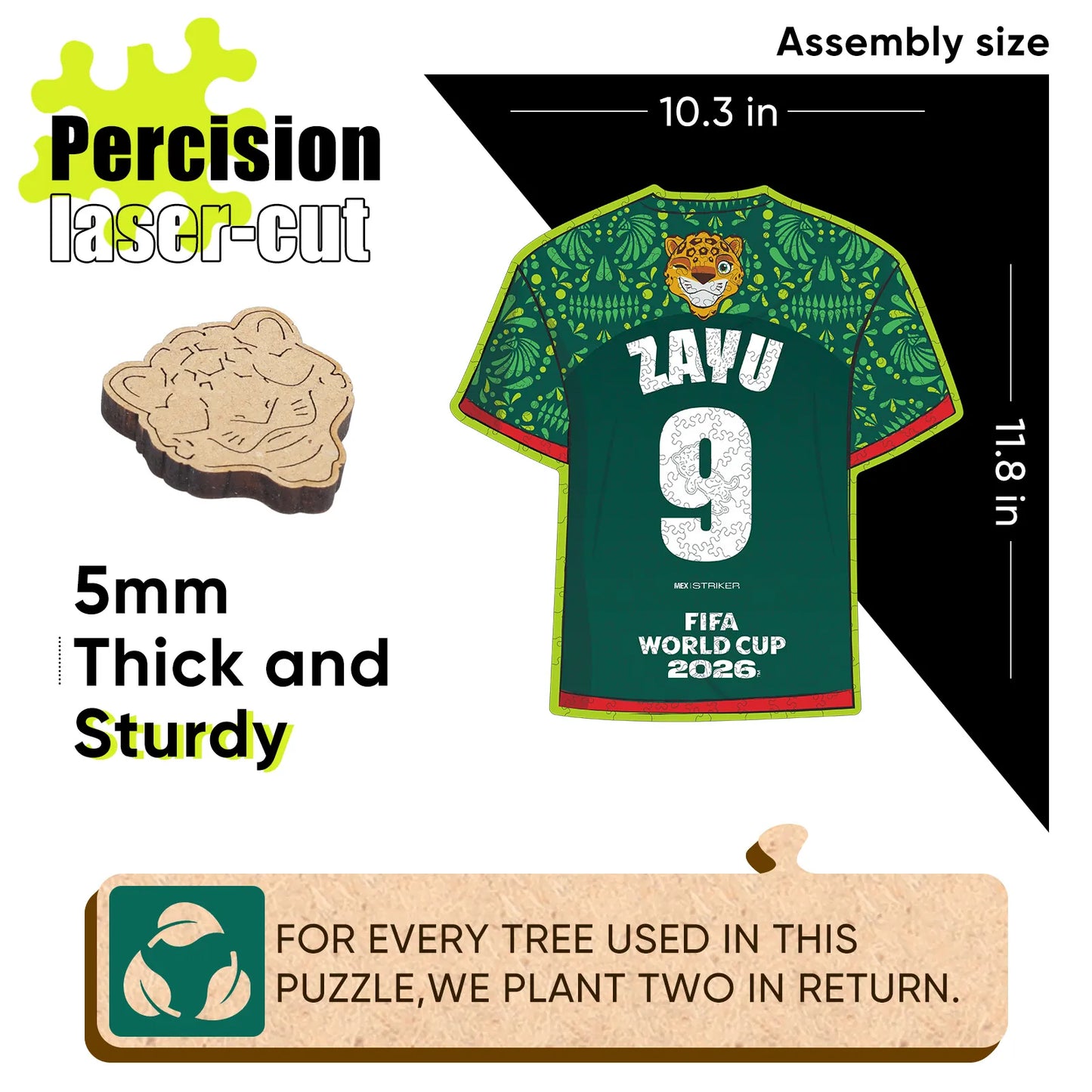 FIFA World Cup 2026 Wooden Jigsaw Puzzle | 200 Pieces, Zayu 9 Jersey
