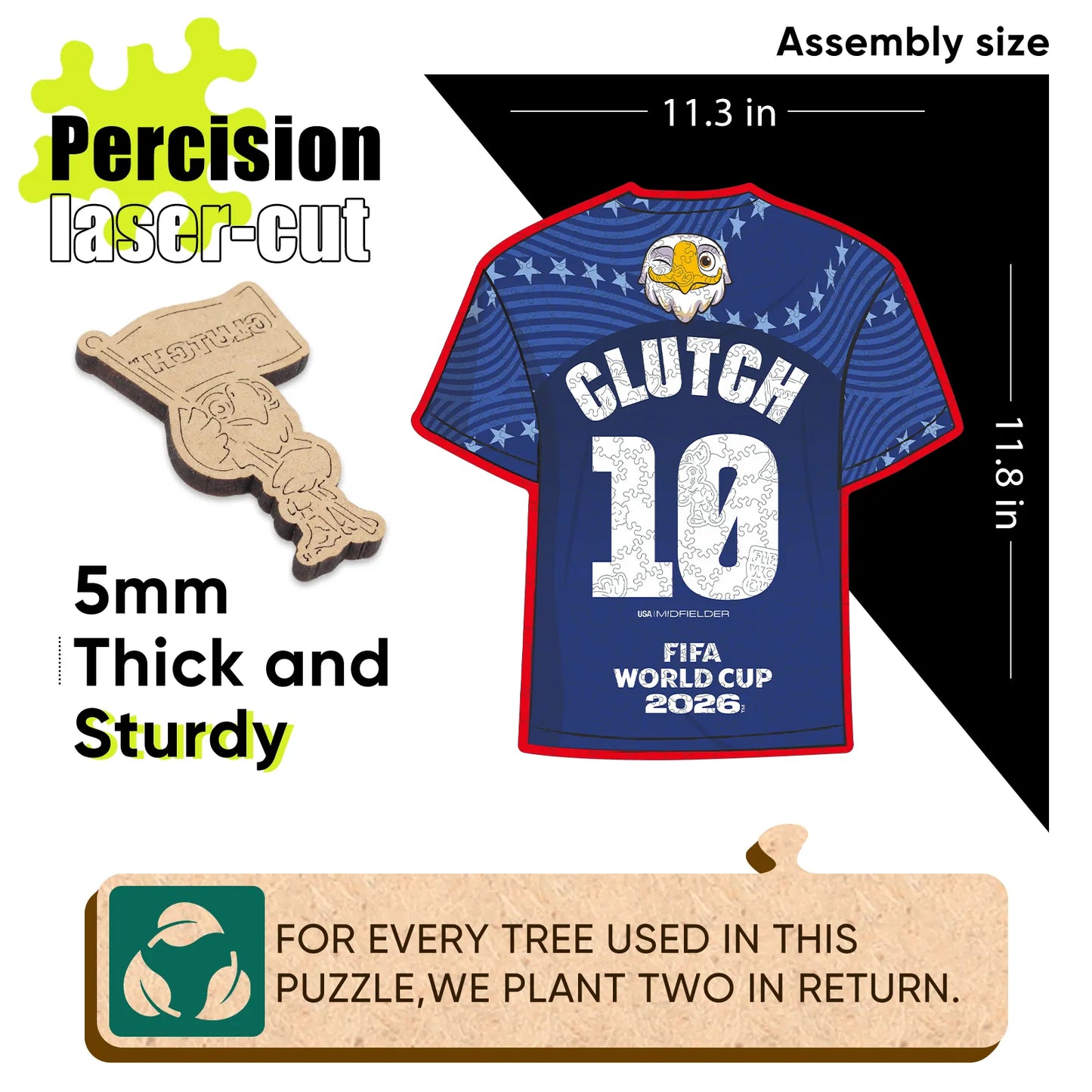 FIFA World Cup 2026 Wooden Jigsaw Puzzle | 200 Pieces, Clutch 10 Jersey