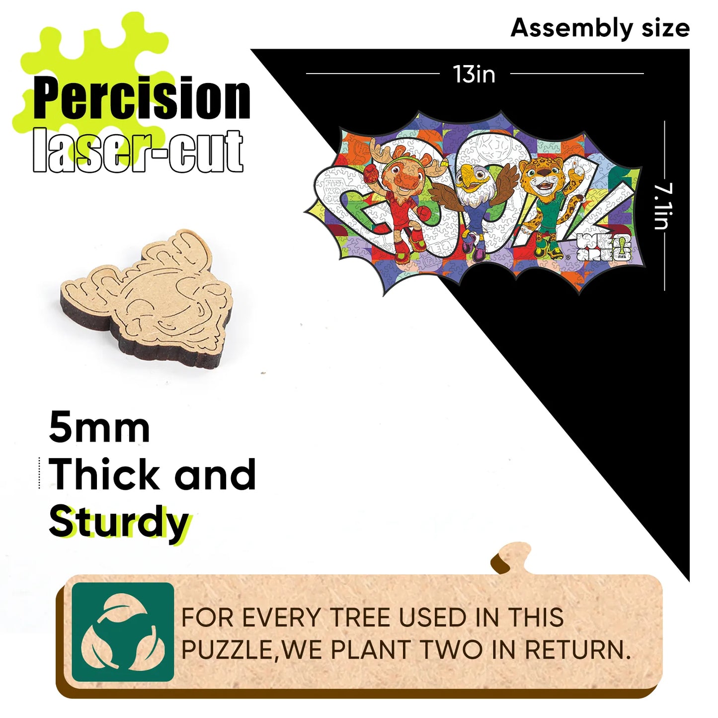 FIFA World Cup 2026 Wooden Jigsaw Puzzle | 200 Pieces, Goooal