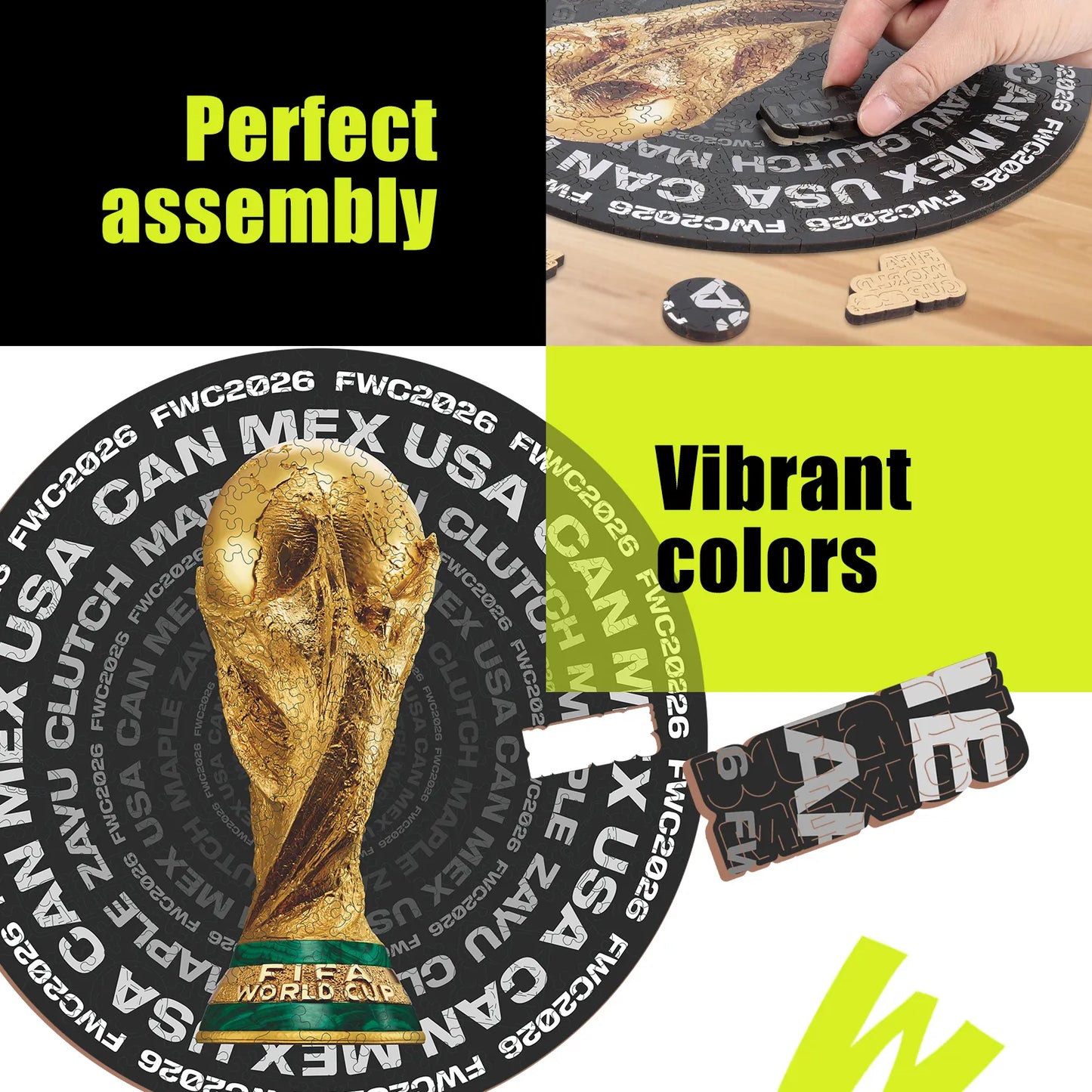 FIFA World Cup 2026 Wooden Jigsaw Puzzle | 200 Pieces, Trophy Circle