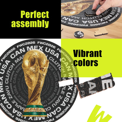 FIFA World Cup 2026 Wooden Jigsaw Puzzle | 200 Pieces, Trophy Circle