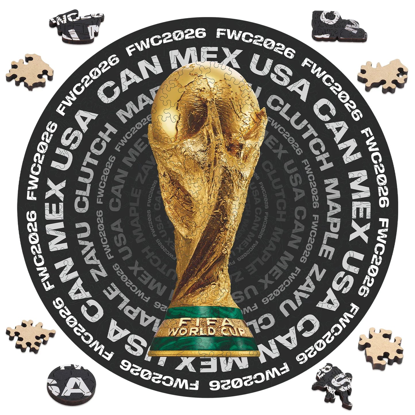 FIFA World Cup 2026 Wooden Jigsaw Puzzle | 200 Pieces, Trophy Circle