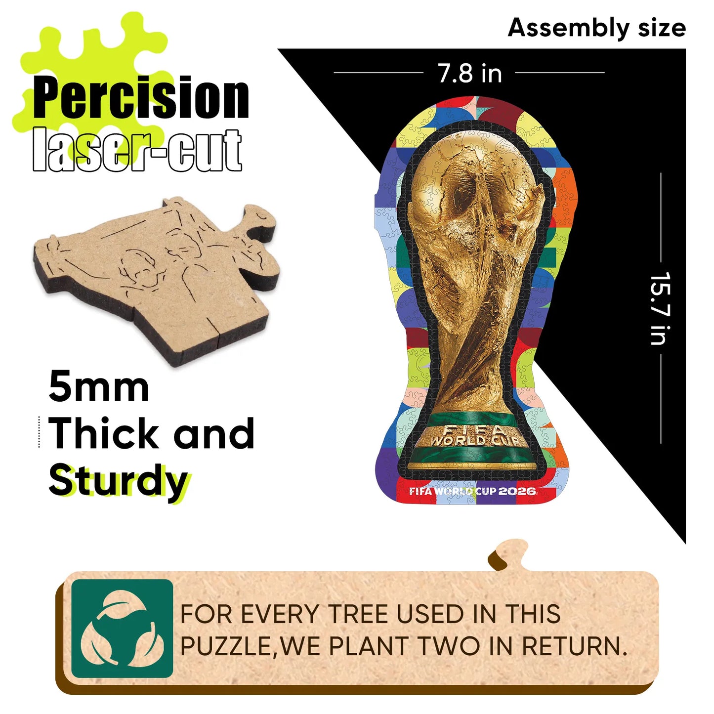 FIFA World Cup 2026 Wooden Jigsaw Puzzle | 200 Pieces, Trophy 1