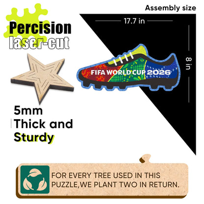 FIFA World Cup 2026 Wooden Jigsaw Puzzle | 200 Pieces, Soccer Boot