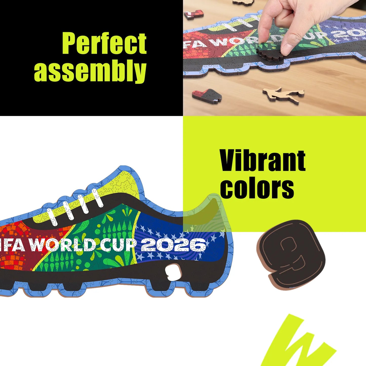 FIFA World Cup 2026 Wooden Jigsaw Puzzle | 200 Pieces, Soccer Boot