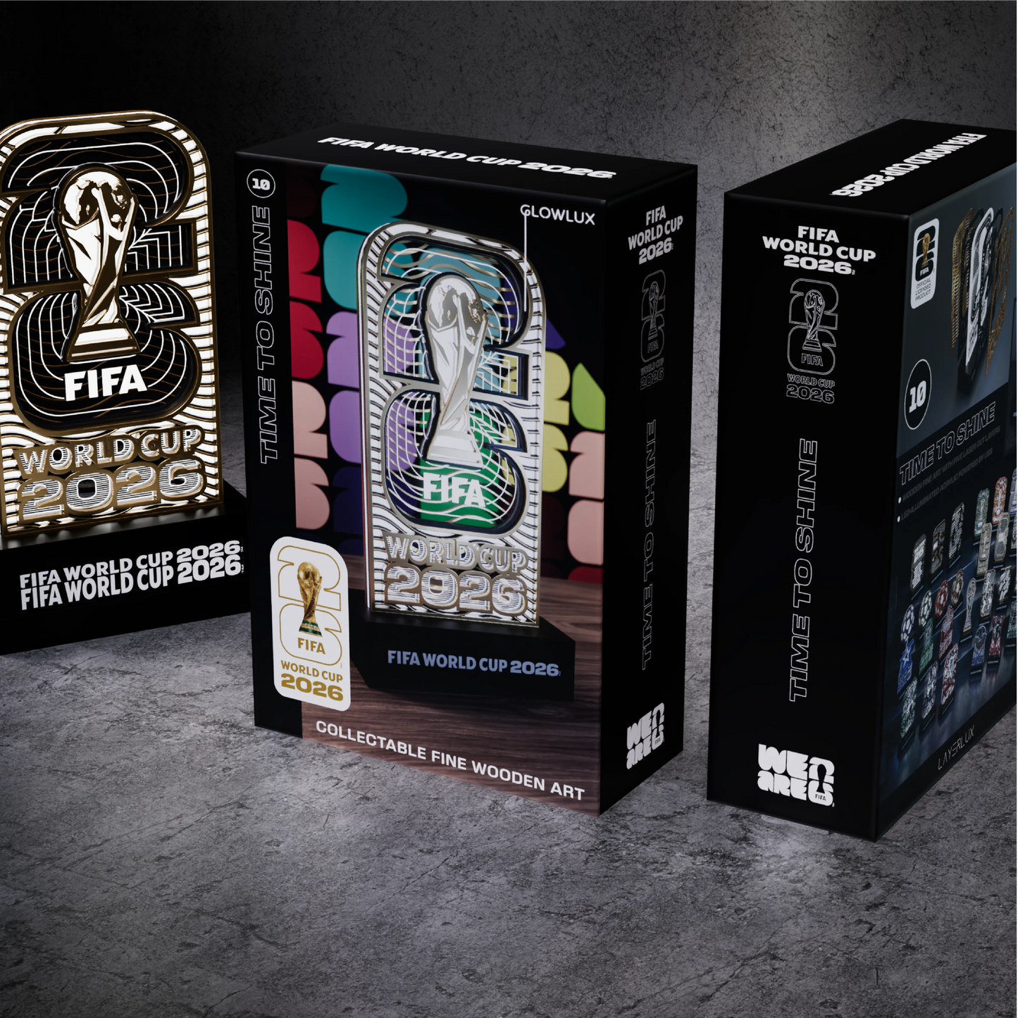 FIFA World Cup 2026 "Time to Shine" 3D LED Lamp | Wooden Night Light Gift for Soccer Fans