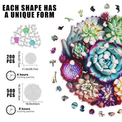 Succulent Plants A, Wooden Jigsaw Puzzles