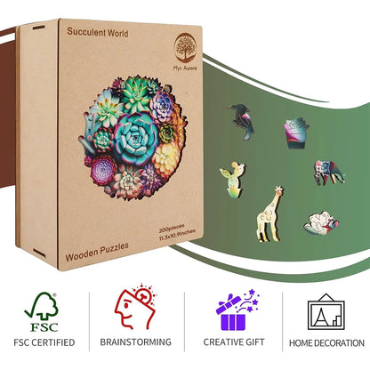 Succulent Plants A, Wooden Jigsaw Puzzles