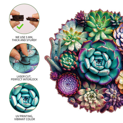 Succulent Plants A, Wooden Jigsaw Puzzles