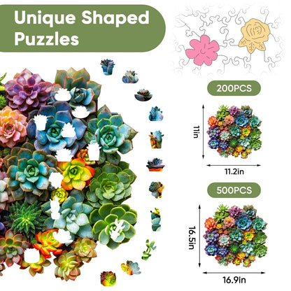 Succulent Plants B, Wooden Jigsaw Puzzles