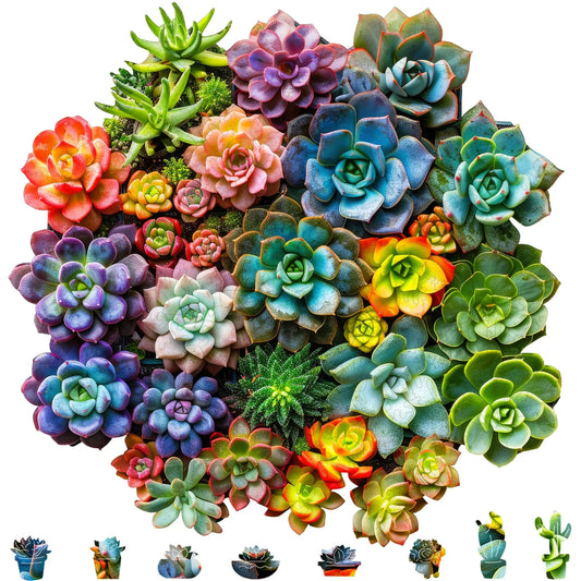 Succulent Plants B, Wooden Jigsaw Puzzles