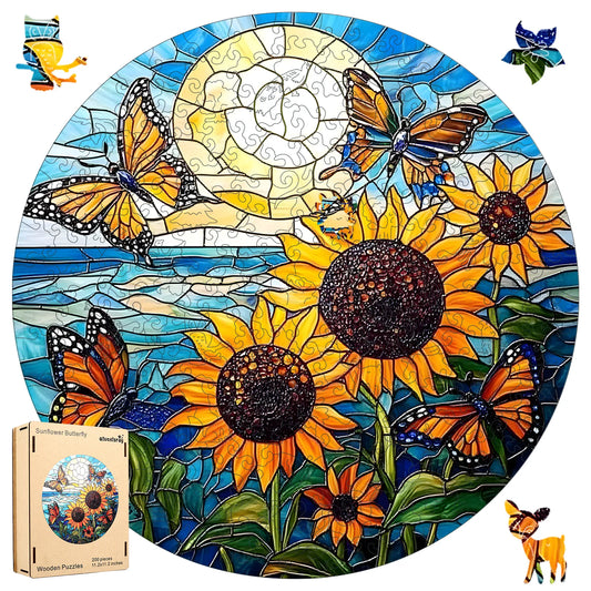 Sunflower Butterfly, Wooden Jigsaw Puzzles