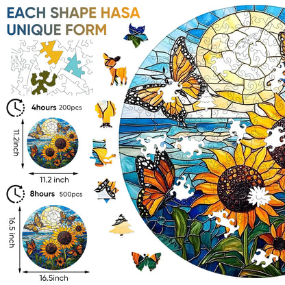Sunflower Butterfly, Wooden Jigsaw Puzzles