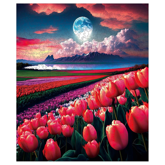 Tulip Flower Sea, Wooden Jigsaw Puzzles