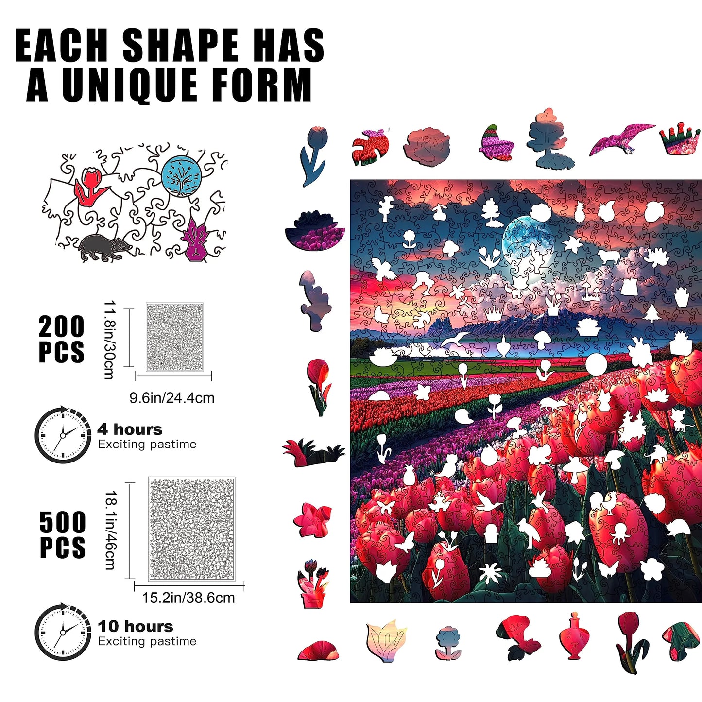 Tulip Flower Sea, Wooden Jigsaw Puzzles