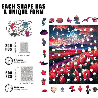 Tulip Flower Sea, Wooden Jigsaw Puzzles