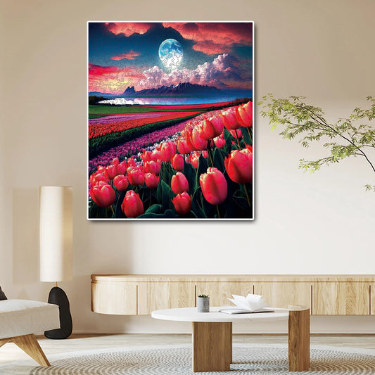 Tulip Flower Sea, Wooden Jigsaw Puzzles