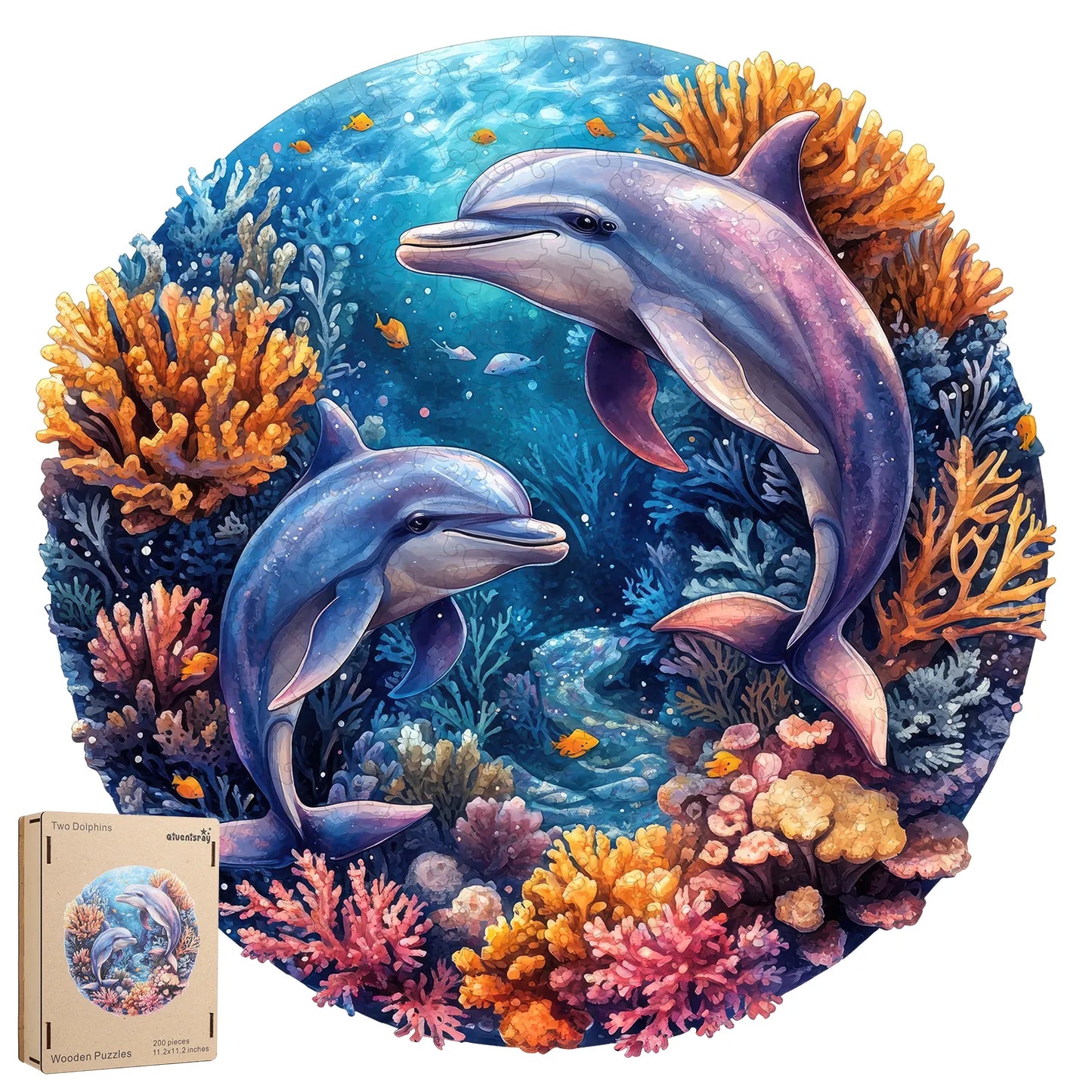 Two Dolphins, Wooden Jigsaw Puzzles