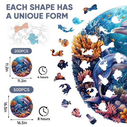 Two Dolphins, Wooden Jigsaw Puzzles