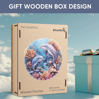 Two Dolphins, Wooden Jigsaw Puzzles
