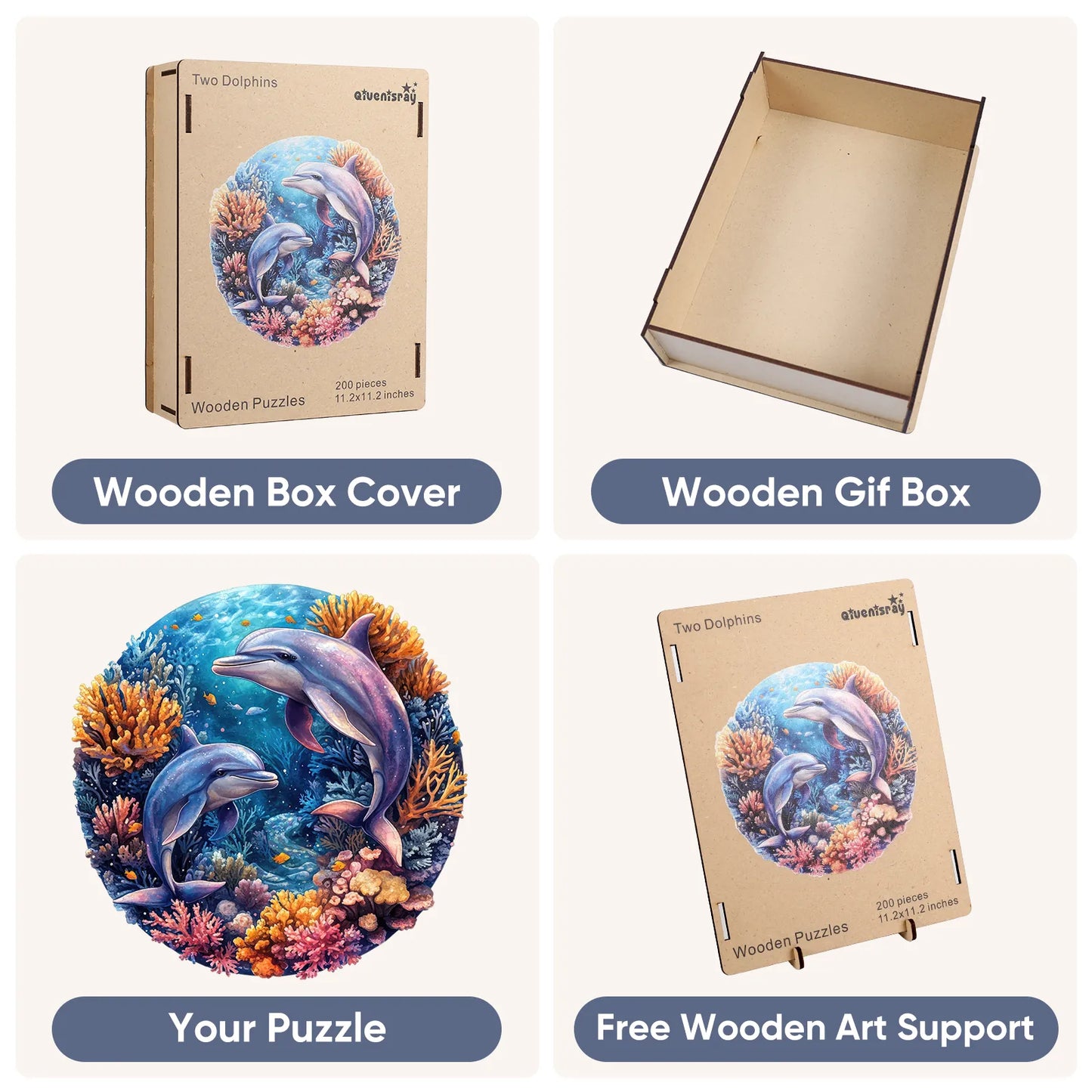 Two Dolphins, Wooden Jigsaw Puzzles