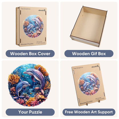 Two Dolphins, Wooden Jigsaw Puzzles