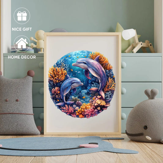 Two Dolphins, Wooden Jigsaw Puzzles
