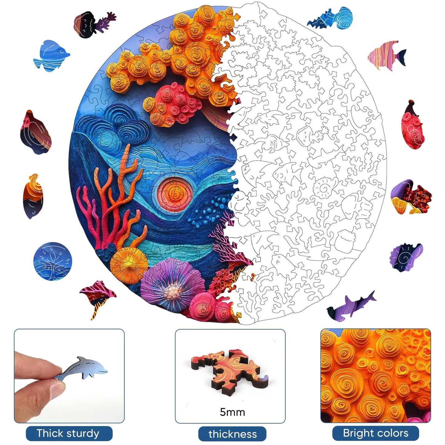 Undersea Coral, Wooden Jigsaw Puzzles