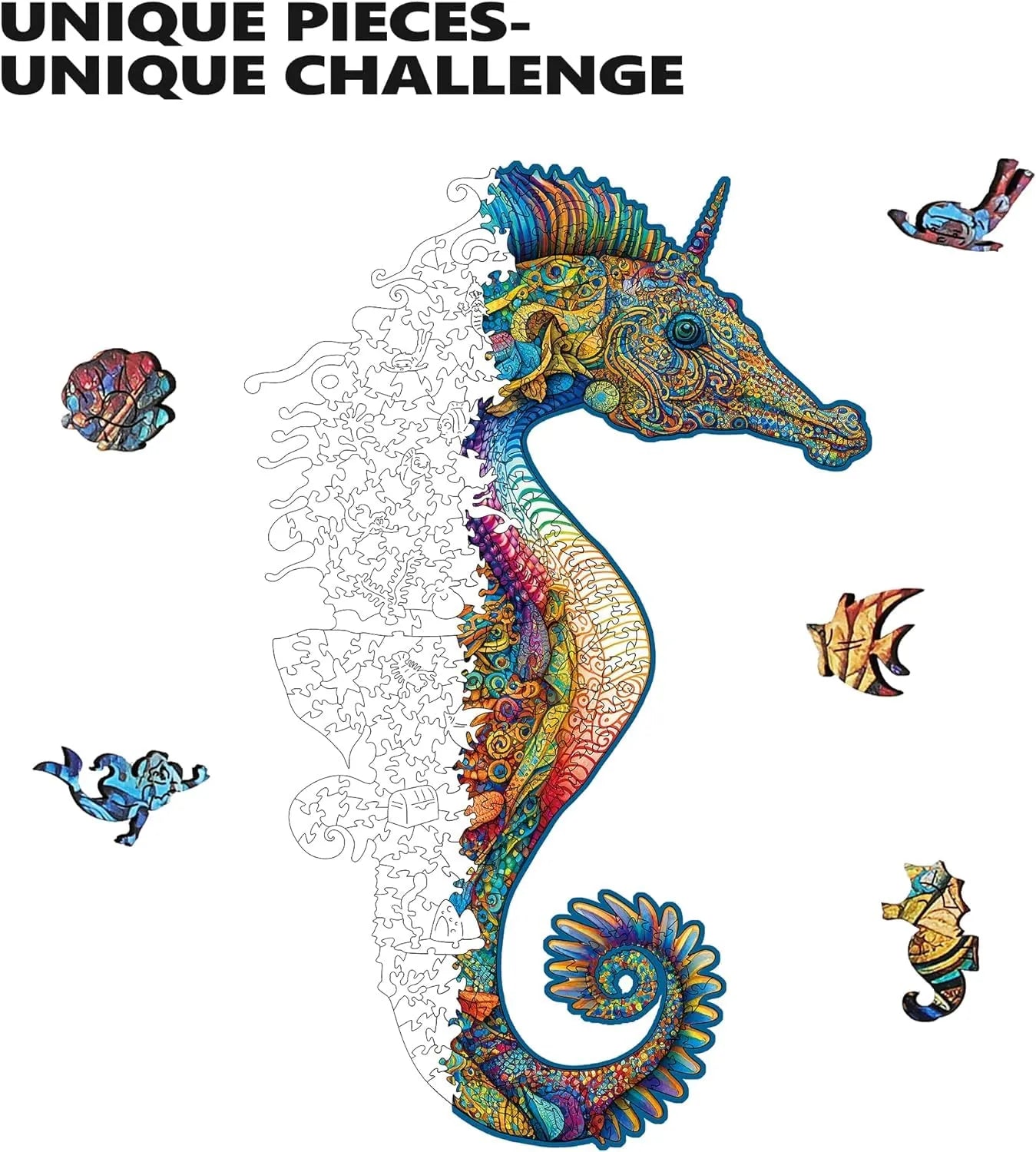 Unicorn Seahorse, Wooden Jigsaw Puzzles