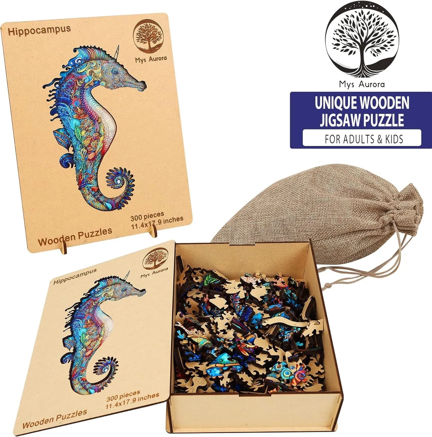 Unicorn Seahorse, Wooden Jigsaw Puzzles