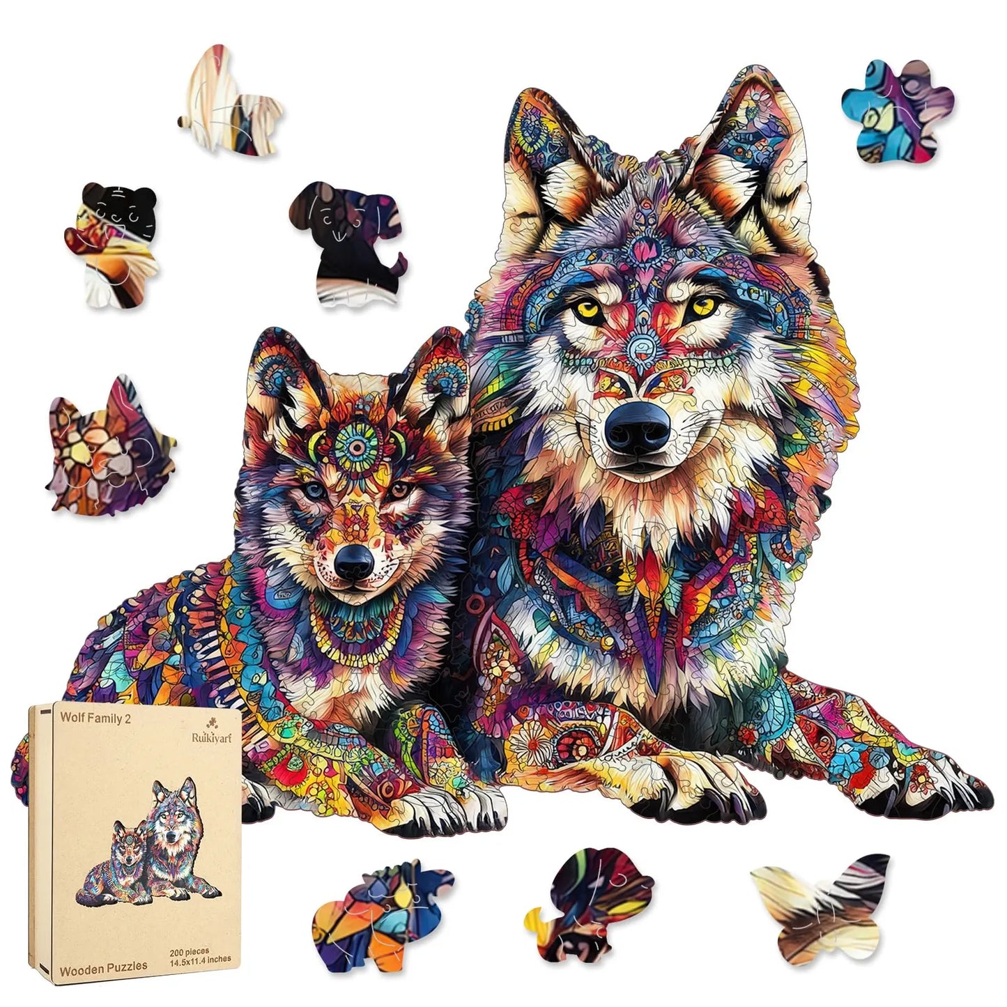 Wolf Family A, Wooden Jigsaw Puzzles